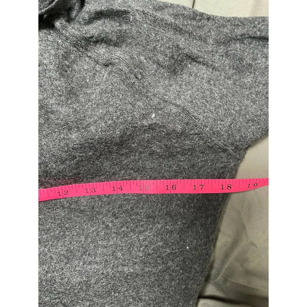 Banana Republic Hoodie Sweater Gray Italian Merino Wool V Neck Pullover - Picture 9 of 10
